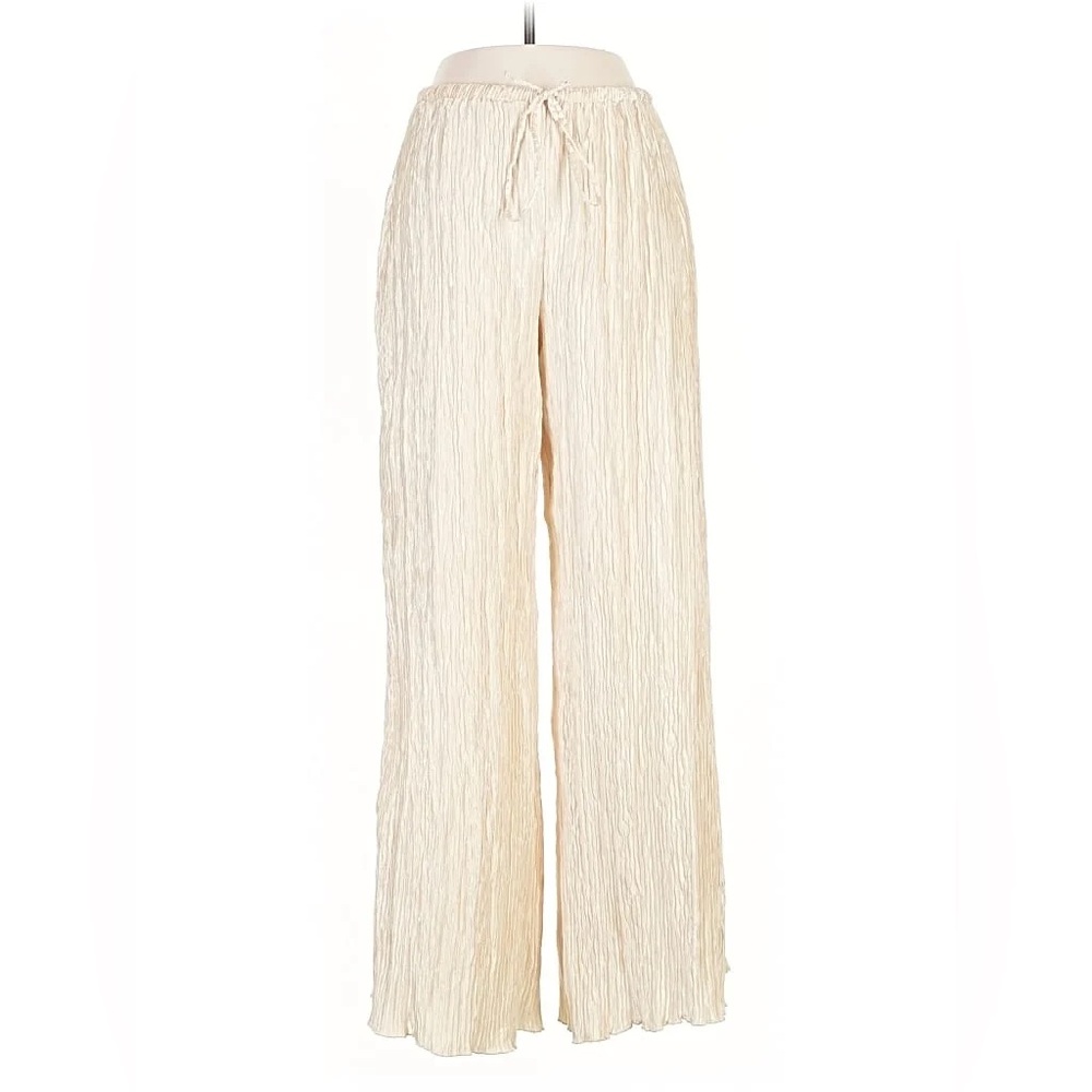 Zara Crinkle Straight Wide-Leg Pants in L, Large